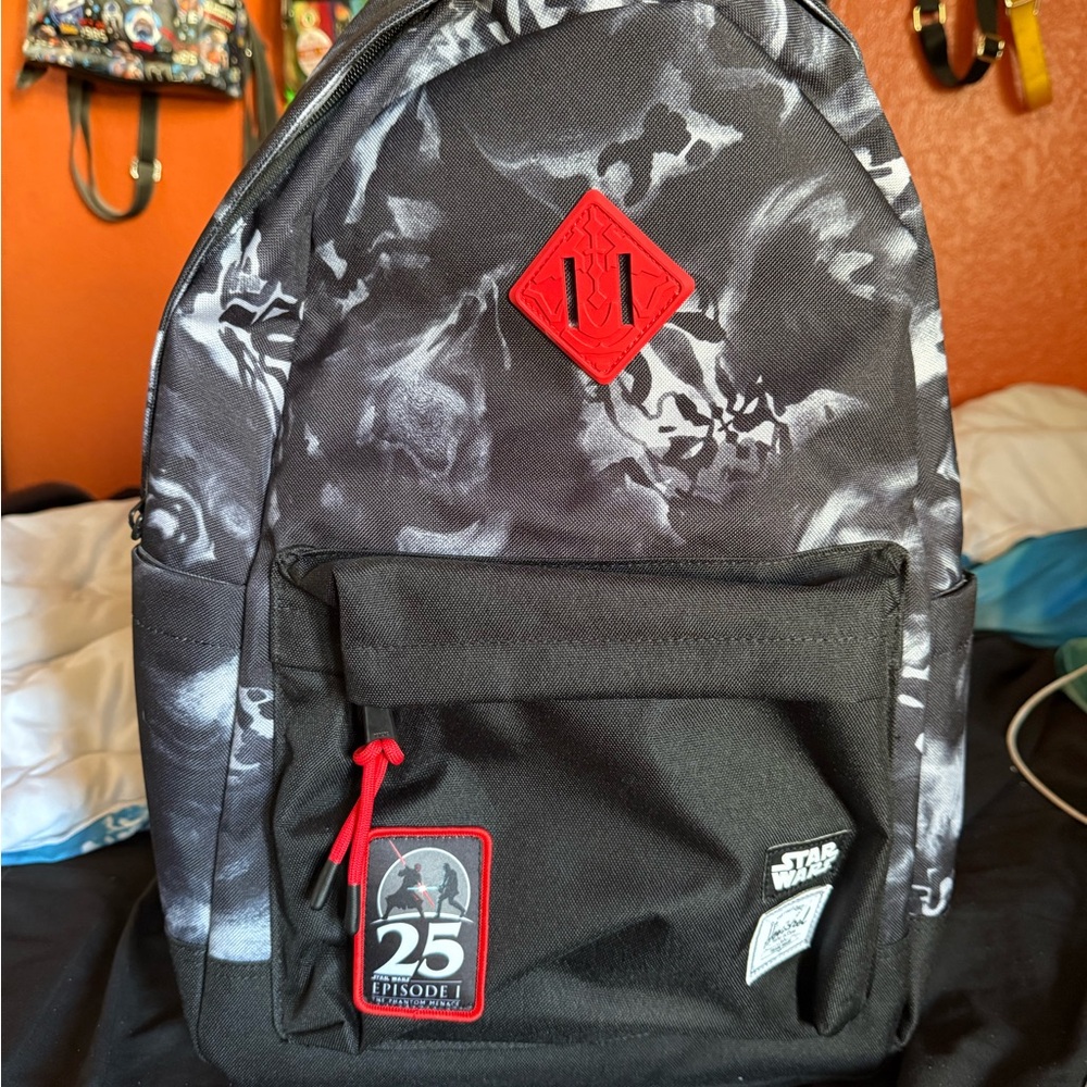 Herschel Supply Co. Black and White Backpack with Red Details